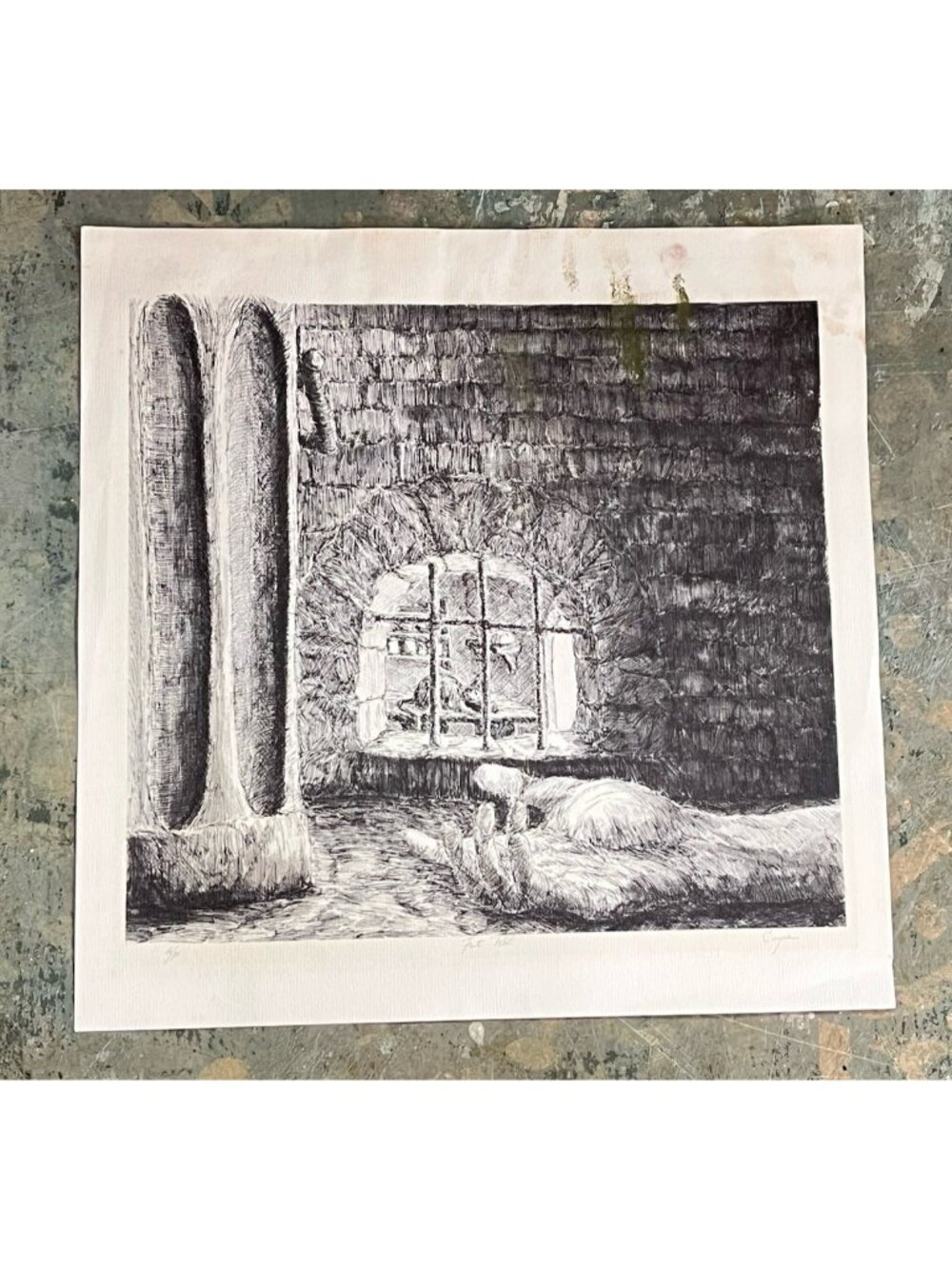Vintage Artist Proof Etching Type Print Moody Original Signed Coyne Artist Proof